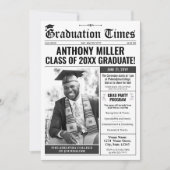 Aangepaste krant Afstuderen Uitnodigingsaankondigi Feestdagenkaart (Voorkant)