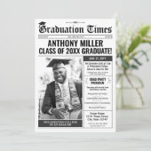 Aangepaste krant Afstuderen Uitnodigingsaankondigi Feestdagenkaart (Staand voorkant)