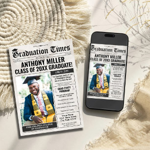 Aangepaste krant diploma uitnodiging aankondiging