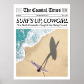 Aangepaste krant Print Coastal Cowgirl Wall Art (Voorkant)