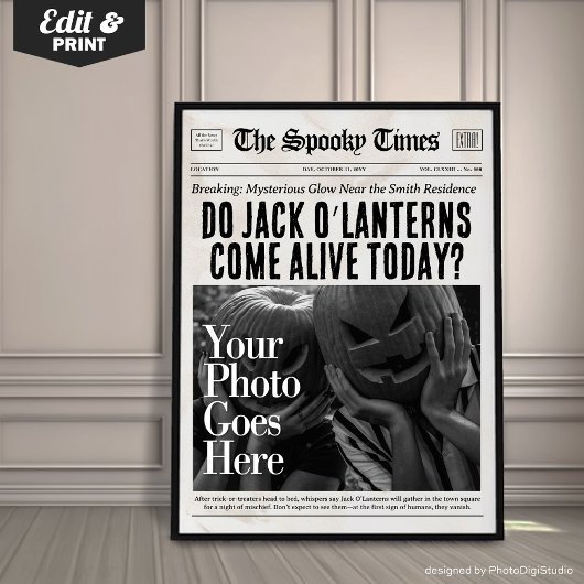 Aangepaste krantenmuurdecoratie voor Halloween Jac Poster