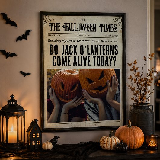 Aangepaste krantenmuurdecoratie voor Halloween met Poster