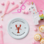 Aangepaste Kreeft Kook Nautische Blauwe Streep Papieren Bordje (Feest)