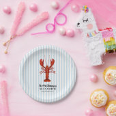 Aangepaste Kreeft Kook Nautische Blauwe Streep Papieren Bordje (Feest)