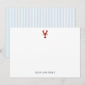 Aangepaste kreeft Logo Nautisch Briefpapier Bedankkaart (Voorkant / Achterkant)