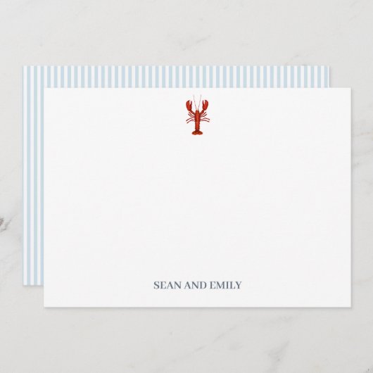Aangepaste kreeft Logo Nautisch Briefpapier Bedankkaart (Voorkant / Achterkant)