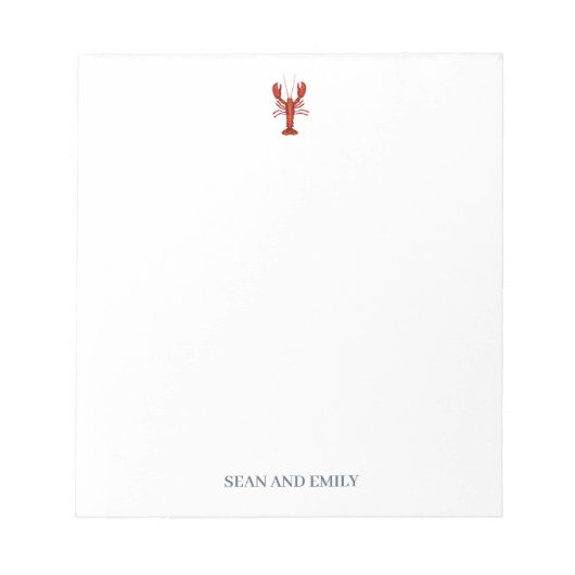 Aangepaste kreeft Logo Nautisch Briefpapier Notitieblok (Voorkant)