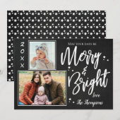 Aangepaste krijtbord MERRY en BRIGHT Multi Photo Feestdagenkaart (Voorkant / Achterkant)