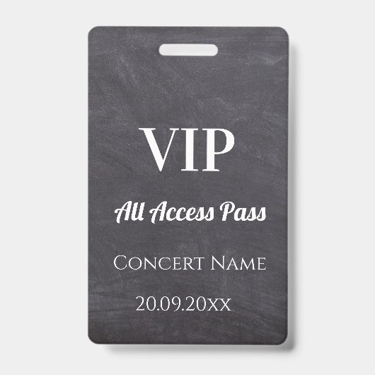 Aangepaste krijtbord Naam Datum VIP-toegangskaart Badge (Voorzijde)
