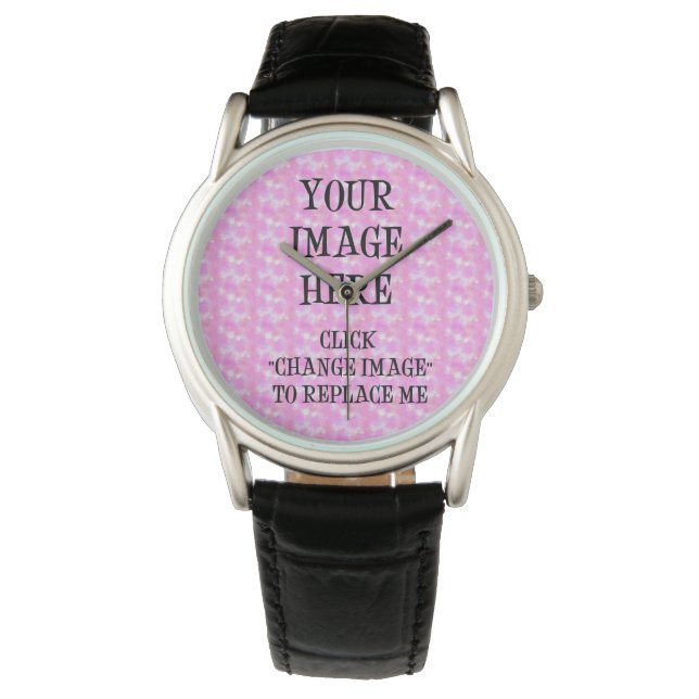 Aangepaste kroonbeschermer zwart lederen polshorlo horloge (Voorkant)