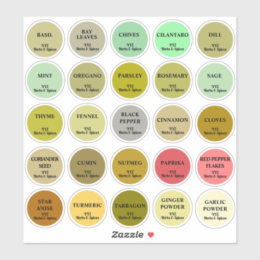 Aangepaste Kruid en Spice pot etiketten kleur geco Sticker (Vel)