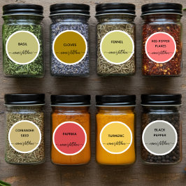 Aangepaste kruiden- en specerijenpotlabels kleurco sticker