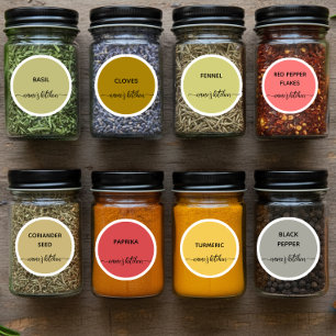 Aangepaste kruiden- en specerijenpotlabels kleurco sticker