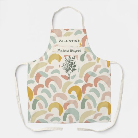 Aangepaste kruidenfluisteraar met pastelbogen schort (Voorkant)