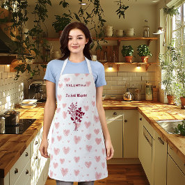 Aangepaste kruidenfluisteraar met roze harten en k schort