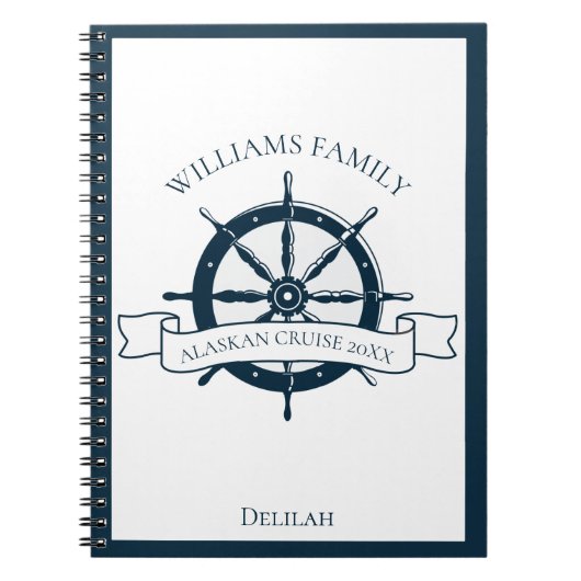 Aangepaste kruising Nautical Wheel Boat Vacking Notitieboek (Voorkant)