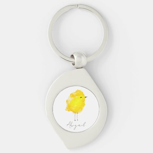 Aangepaste kuiken kip geel stijlvol chic zoet sleutelhanger (Voorkant)