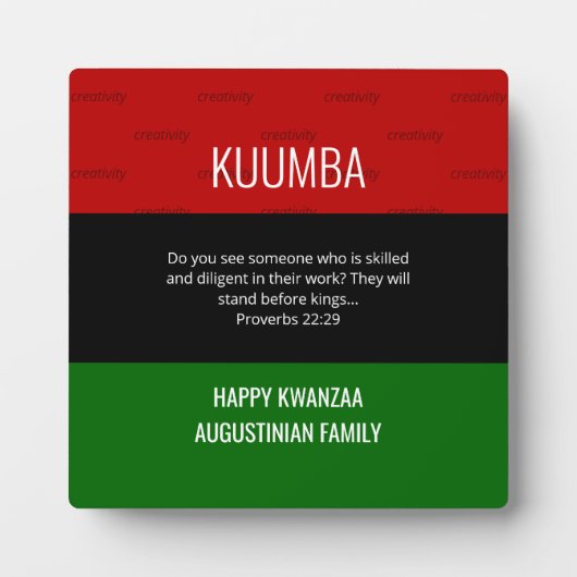 Aangepaste KUMBA Happy Kwanzaa plaque Fotoplaat (Voorkant)