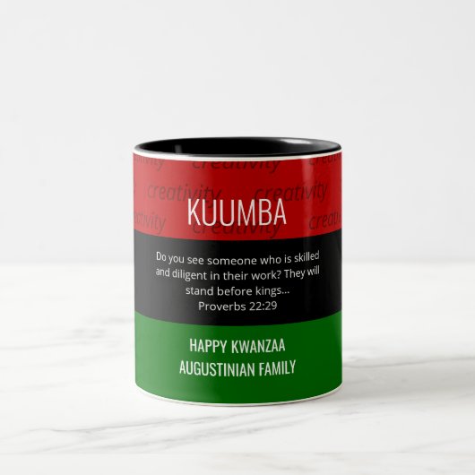 Aangepaste KUMBA Kwanzaa Mok met twee toonaangeven (Center)