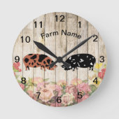 Aangepaste KuneKune Pig Boerderij Ronde Klok (Voorkant)