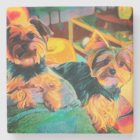 Aangepaste kunst marmeren Onderzetter met Schattig (Voorkant)