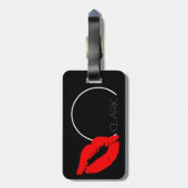 Aangepaste Kus Lippen Zwart Rode Lippenstift Clark Bagagelabel (Achterkant verticaal)