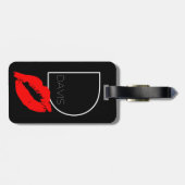Aangepaste kus Lips Black Red Lipstick Davis Monog Bagagelabel (Achterkant horizontaal)