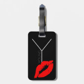 Aangepaste kus Lips Black Red Lipstick Young Monog Bagagelabel (Achterkant verticaal)