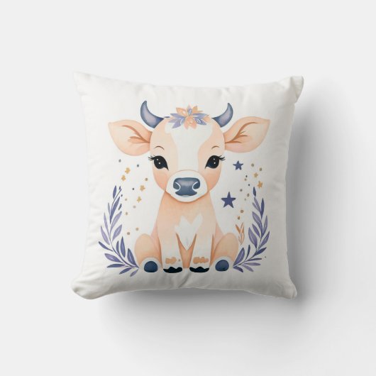 Aangepaste kussen Boho Bloemen Ontwerp - (Voorkant)