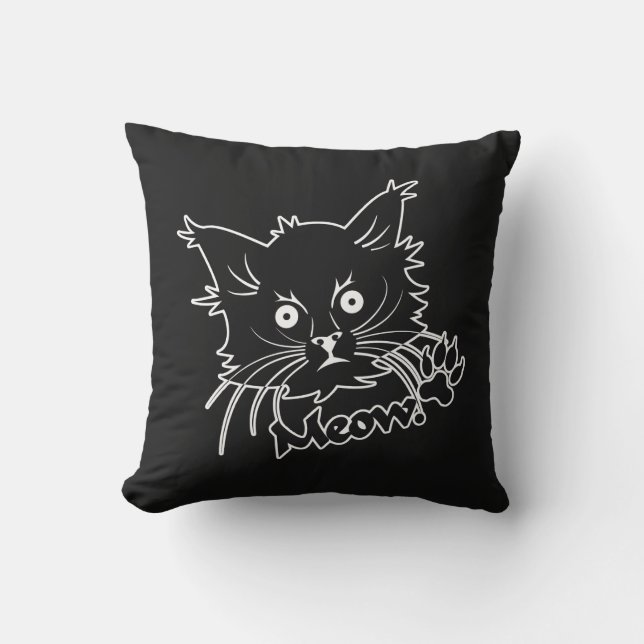Aangepaste kussen met zwarte kat (Voorkant)