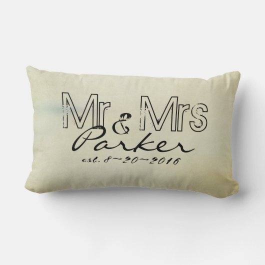 aangepaste kussen Mr en Mrs gepersonaliseerde teks (Achterkant)