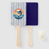 Aangepaste kust-/nautische/strand marlijn zonsonde handwaaier (Voorkant en achterkant)