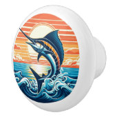 Aangepaste kust-/nautische/strand marlijn zonsonde keramische knop (Rechts)