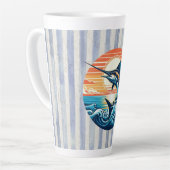 Aangepaste kust-/nautische/strand marlijn zonsonde latte mok (Linkerhoek)
