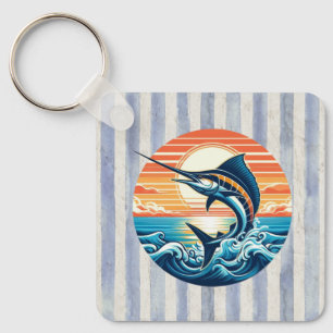 Aangepaste kust-/nautische/strand marlijn zonsonde sleutelhanger
