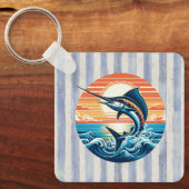 Aangepaste kust-/nautische/strand marlijn zonsonde sleutelhanger (Voorkant)