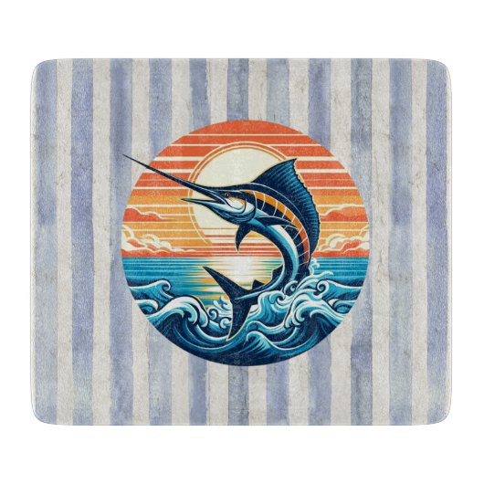 Aangepaste kust-/nautische/strand marlijn zonsonde snijplank (Voorkant)