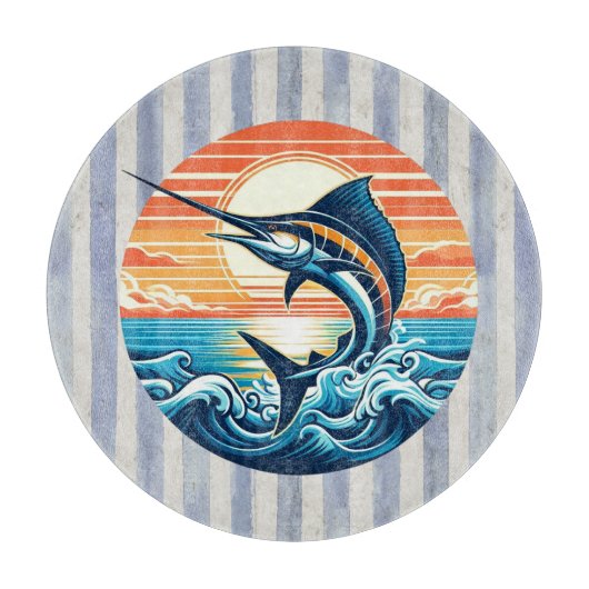 Aangepaste kust-/nautische/strand marlijn zonsonde snijplank (Voorkant)