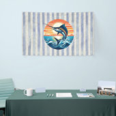 Aangepaste kust-/nautische/strand marlijn zonsonde spandoek (Beurs)