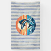 Aangepaste kust-/nautische/strand marlijn zonsonde spandoek (Verticaal)