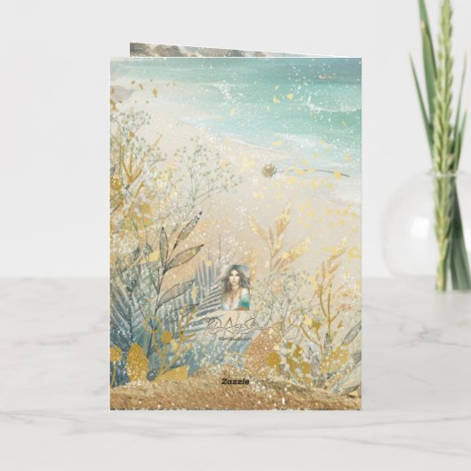 Aangepaste kust strand thema verjaardagsfeest Wens Bedankkaart (Achterkant)