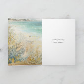 Aangepaste kust strand thema verjaardagsfeest Wens Bedankkaart (Binnen)