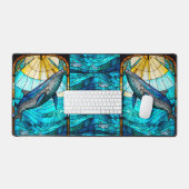 Aangepaste Kustkust Tropisch Blauwe Walvis Gele Zo Bureaumat (Keyboard & Muis)