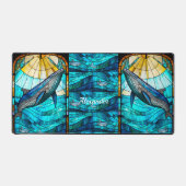 Aangepaste Kustkust Tropisch Blauwe Walvis Gele Zo Bureaumat (Voorkant)