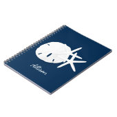 Aangepaste kuststrand Blauwe Starvis Zanddollar Notitieboek (Linkerzijde)