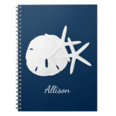 Aangepaste kuststrand Blauwe Starvis Zanddollar Notitieboek (Voorkant)