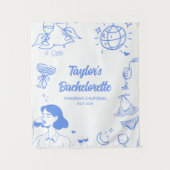 Aangepaste kuststrand bruidsfeest decoratie wandkleed (Voorkant)