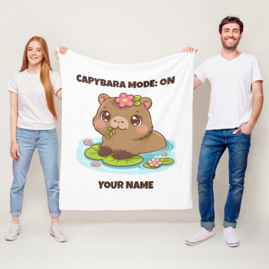 Aangepaste Kute Kawaii Capybara Modus Fleece Deken (In situ)
