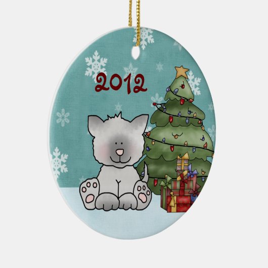 Aangepaste kutkat en kerstboom keramisch ornament (Rechts)