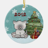 Aangepaste kutkat en kerstboom keramisch ornament (Voorkant)